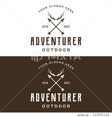 Archery or arrowshead retro vintage design logo.Logo for hunting , labels , badges and business. Archery or arrowshead retro vintage design logo.Logo for hunting , labels , badges and business. 131973139