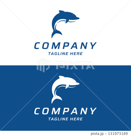 Dolphin Logo template design. Dolphins jump on the waves of the sea or beach with a creative idea. 131973189