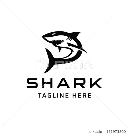 Unique and creative shark template logo vector design. 131973200