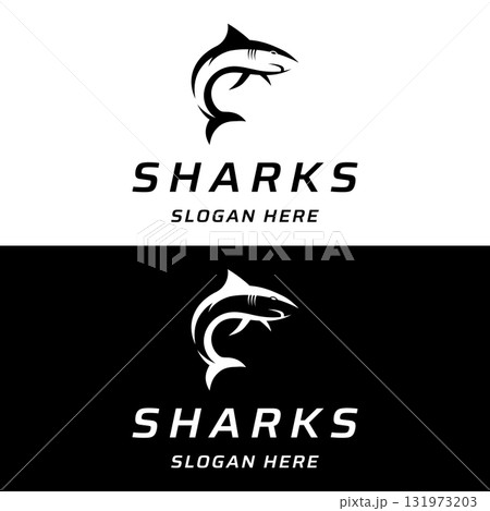 Unique and creative shark template logo vector design. 131973203