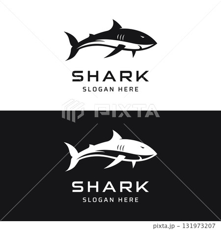 Unique and creative shark template logo vector design. 131973207