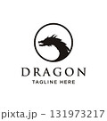 Logo design of fire dragon head and wings isolated background. 131973217