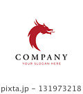 Logo design of fire dragon head and wings isolated background. 131973218