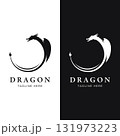 Logo design of fire dragon head and wings isolated background. 131973223