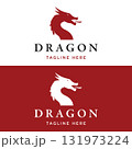 Logo design of fire dragon head and wings isolated background. 131973224