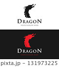 Logo design of fire dragon head and wings isolated background. 131973225