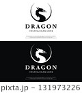 Logo design of fire dragon head and wings isolated background. 131973226