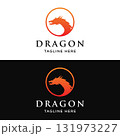 Logo design of fire dragon head and wings isolated background. 131973227