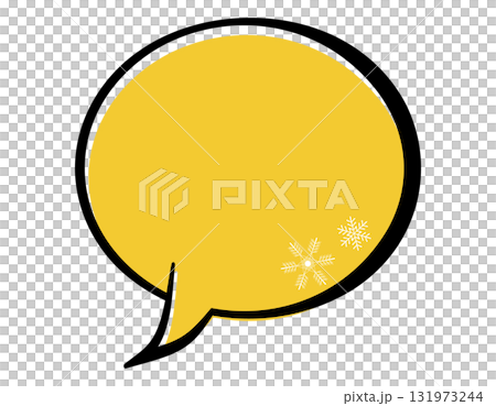 Winter Snowflake-design American Comic-style Speech Bubble, Color-shifted, Circle, Yellow 131973244