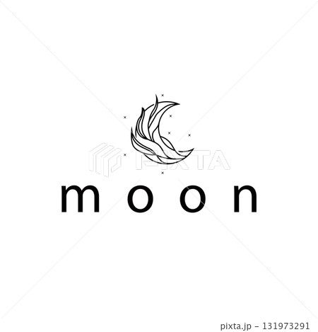 Moon logo simple minimalist line design modern concept illustration design template and poster also product brand 131973291