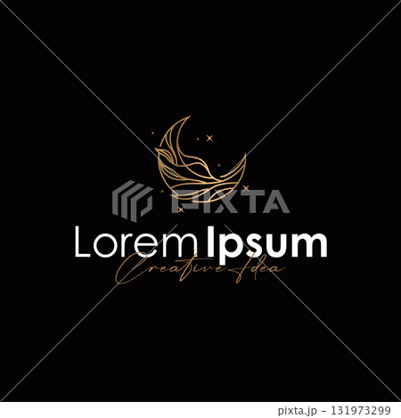 Moon logo simple minimalist line design modern concept illustration design template and poster also product brand 131973299