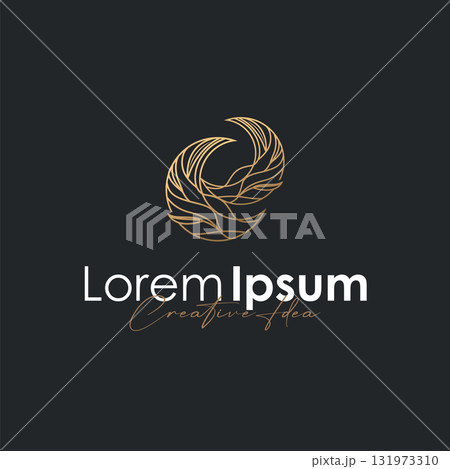 Moon logo simple minimalist line design modern concept illustration design template and poster also product brand Moon logo simple minimalist line design modern concept illustration design template and poster also product brand 131973310