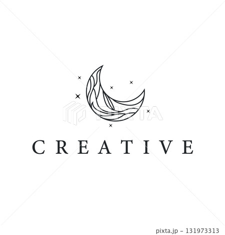 Moon logo simple minimalist line design modern concept illustration design template and poster also product brand Moon logo simple minimalist line design modern concept illustration design template and poster also product brand 131973313