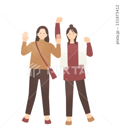 かわいい女の子が楽しそうにはしゃぐ 秋冬イメージの人物ベクター素材 かわいい女の子が楽しそうにはしゃぐ 秋冬イメージの人物ベクター素材 131973412