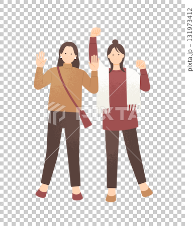 かわいい女の子が楽しそうにはしゃぐ 秋冬イメージの人物ベクター素材 かわいい女の子が楽しそうにはしゃぐ 秋冬イメージの人物ベクター素材 131973412