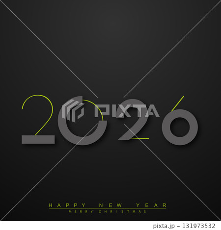 Modern minimalist Christmas and New Year 2026 typography design. Vector 131973532