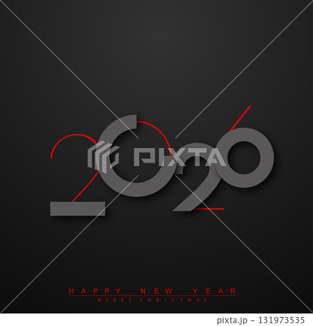Modern minimalist Christmas and New Year 2026 typography design. Vector Modern minimalist Christmas and New Year 2026 typography design. Vector 131973535