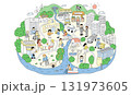 暮らしと街のイラスト／人々の生活・地域社会・サステナブルな街づくり 131973605