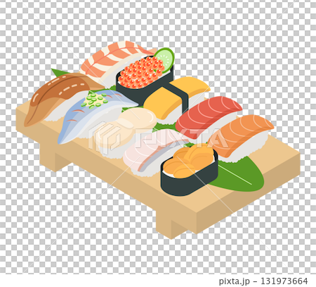 各種壽司套裝插圖向量 131973664
