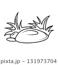 grass and stone line vector for element design template 131973704