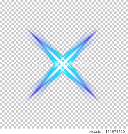 Glowing blue X shape on a transparent background Glowing blue X shape on a transparent background 131973720