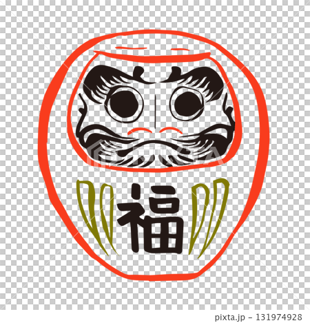 Daruma New Year brush line drawing illustration 131974928