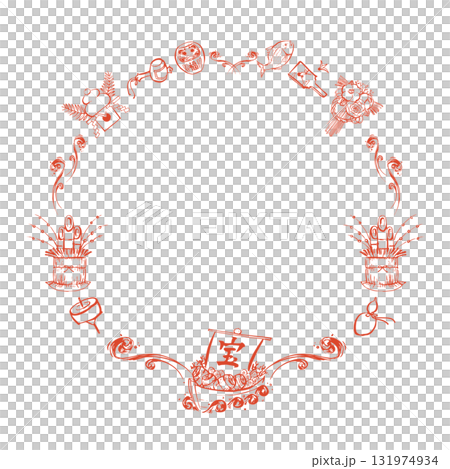 New Year frame brush line drawing illustration 131974934