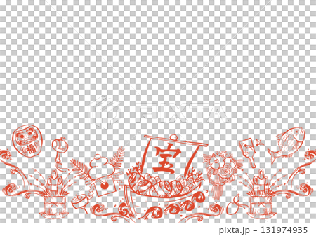 New Year background frame brush line drawing illustration 131974935