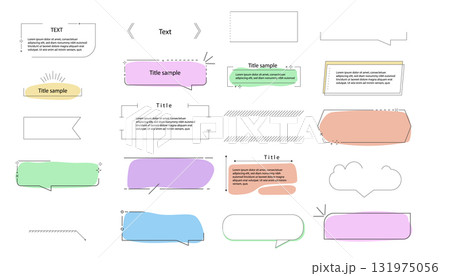 Text box callout text frame, border. Line simple set empty template for title, divider line design element. Banner, comic ribbon label element. Text box callout text frame, border. Line simple set empty template for title, divider line design element. Banner, comic ribbon label element. 131975056