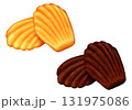 貝殻型のマドレーヌ 2種  プレーンとチョコレート 131975086