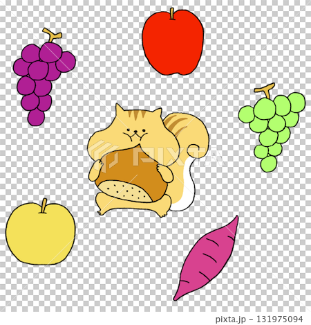 A squirrel stuffing its mouth with autumn delicacies A squirrel stuffing its mouth with autumn delicacies 131975094