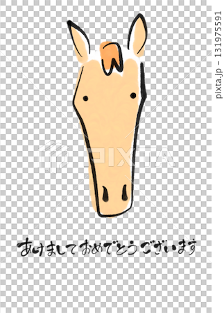 馬正面新年賀卡2026年新年材料墨水畫手繪 131975591