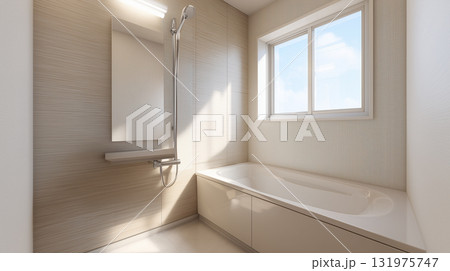 温かみを感じさせる清潔なユニットバスのインテリア「生成AI」 131975747