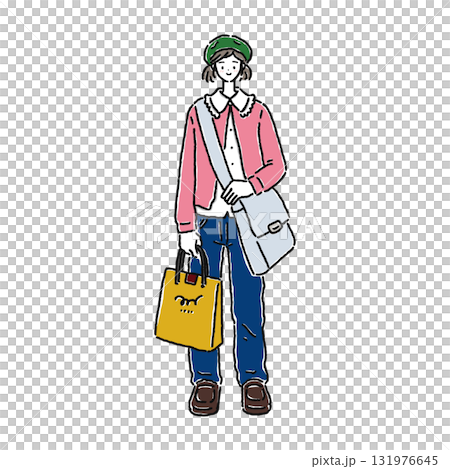 Cute woman wearing a beret 131976645