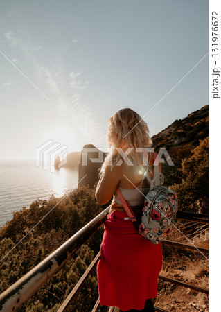 Woman Sunset Viewpoint Mallorca Landscape Woman Sunset Viewpoint Mallorca Landscape 131976672