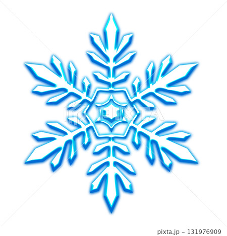 透明背景の青く発光する雪の結晶アイコン 透明背景の青く発光する雪の結晶アイコン 131976909