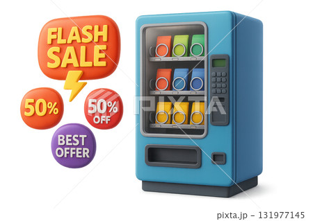 3d sale vending machine with colorful drinks and flash sale sign offering 50 percent off and best offer in modern style, cheerful and attractive for promotion 3d sale vending machine with colorful drinks and flash sale sign offering 50 percent off and best offer in modern style, cheerful and attractive for promotion 131977145