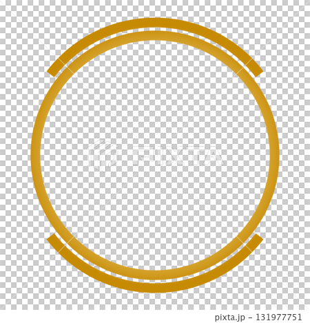 Gold double circular frame with cut top and bottom 131977751