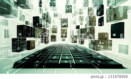 Managing warehouse inventory with a laptop, streamlining logistics and e commerce fulfillment Managing warehouse inventory with a laptop, streamlining logistics and e commerce fulfillment 131978008