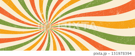 Groovy starburst pattern, swirl retro background. Abstract wave spiral with sun ray texture. Groovy starburst pattern, swirl retro background. Abstract wave spiral with sun ray texture. 131978394