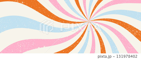 Groovy starburst pattern. Abstract retro background. Retro bg with grunge texture. 131978402