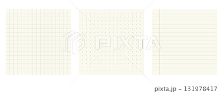 Set of bullet journal patterns. Square grid, dot grid, and lined notebook pages collection for planning and notes. 131978417