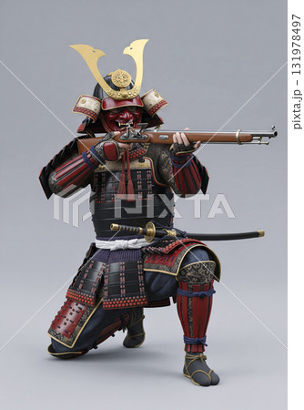 甲冑を着た武将　日本のサムライ　鉄砲隊 131978497