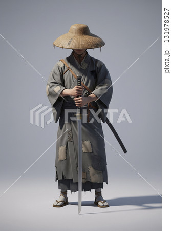 三度笠をかぶった浪人 131978527