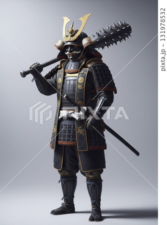 甲冑を着た武将　日本のサムライ　棍棒を構える 131978532