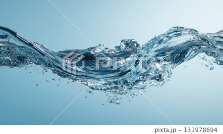 透明な水の流れが描く美しい波の瞬間「生成AI」 131978694