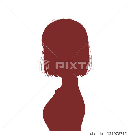 ボブカットの女性 横側 シルエット ボブカットの女性 横側 シルエット 131978715