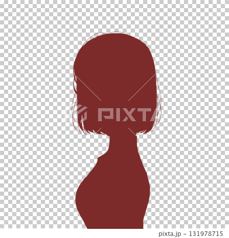 ボブカットの女性 横側 シルエット ボブカットの女性 横側 シルエット 131978715