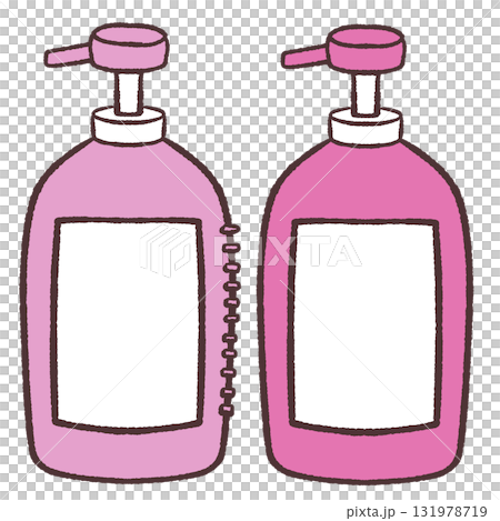 Illustration of a pink pump bottle set Illustration of a pink pump bottle set 131978719