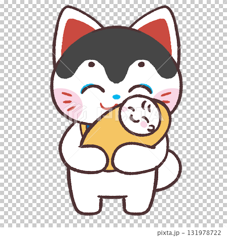 Illustration of a dog holding a baby Illustration of a dog holding a baby 131978722